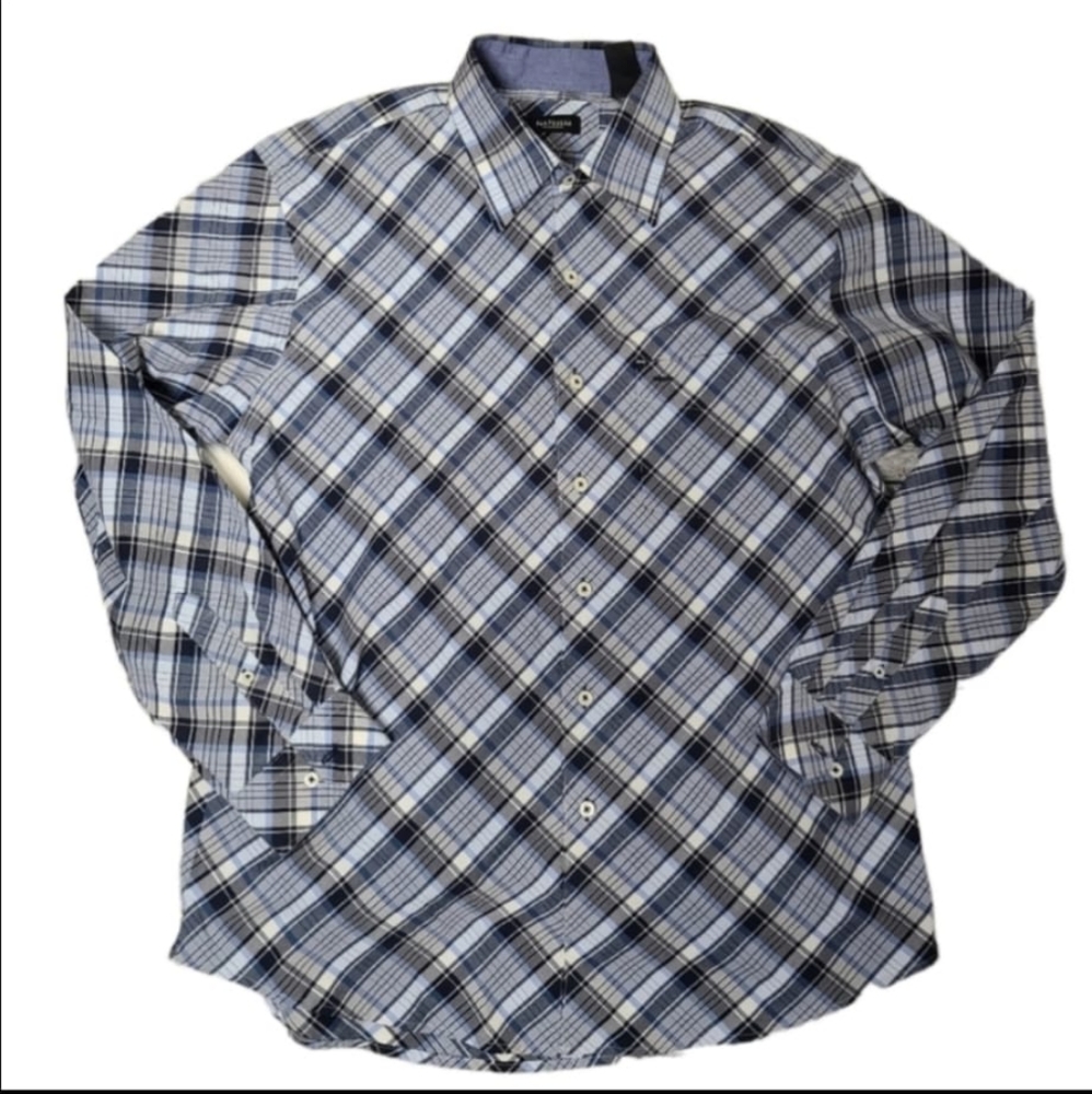 Van Heusen Mens Plaid Casual Button Down shirt Size 16-16.5